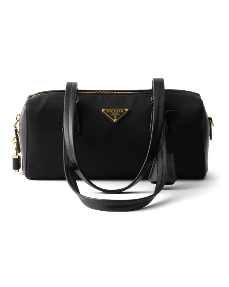 Prada Mittelgroße Tote Bag aus Re-Nylon und Leder - Schwarz Schwarz