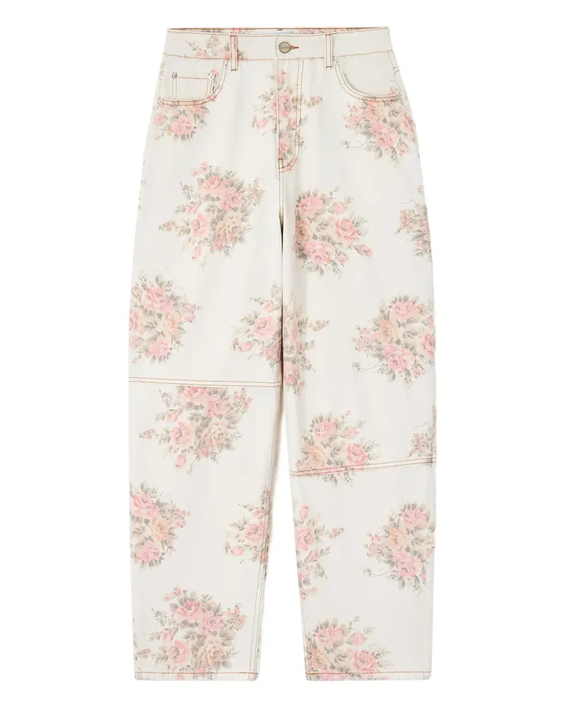 Ganni Jeans mit Blumen-Print - Nude Nude