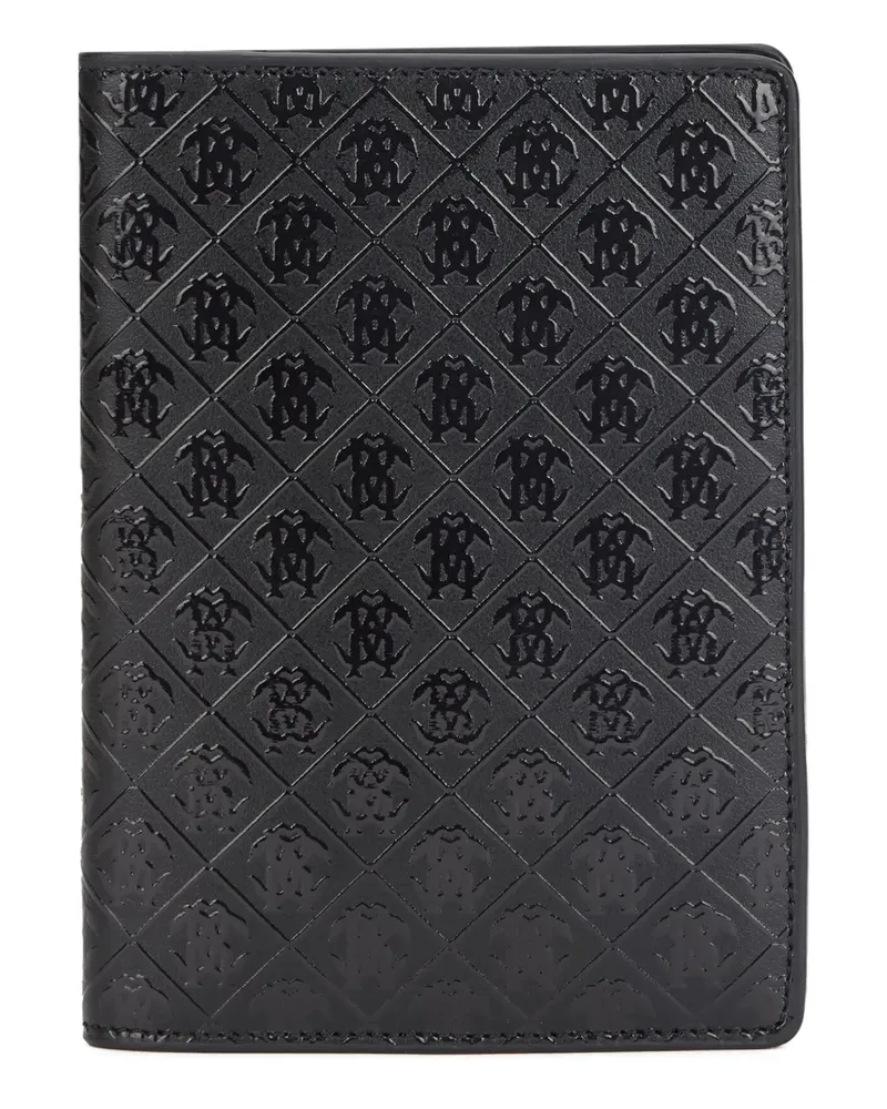 Roberto Cavalli Mirror Snake Portemonnaie mit Monogramm-Prägung - Schwarz Schwarz