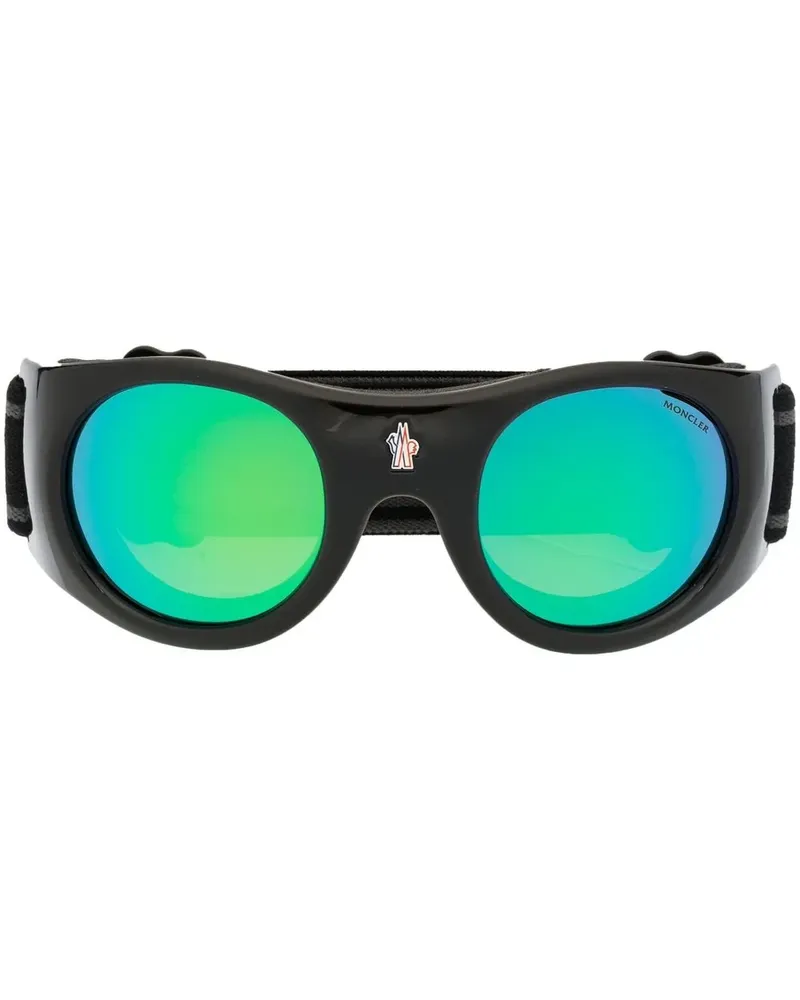 Moncler Sonnenbrille mit rundem Gestell - Schwarz Schwarz
