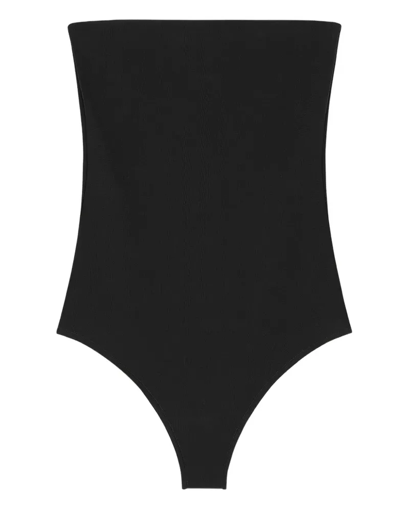 Courrèges Schulterfreier Body mit Knopfverschluss - Schwarz Schwarz