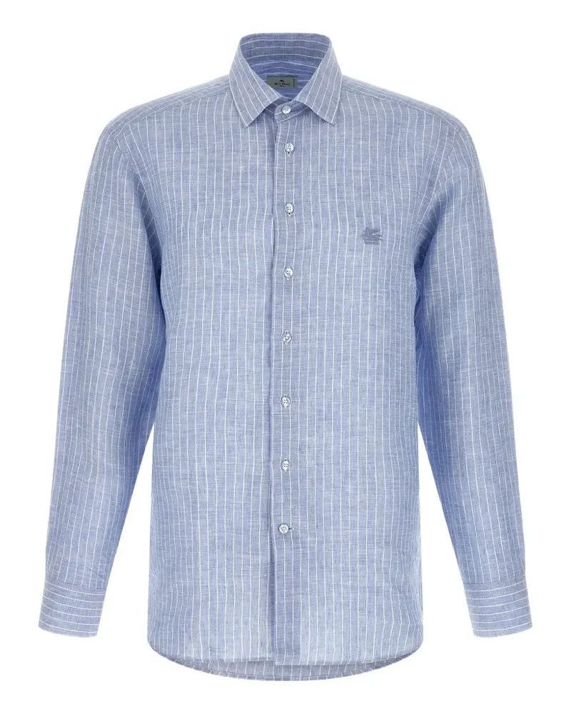 Etro striped logo-embroidery shirt - Blau Blau