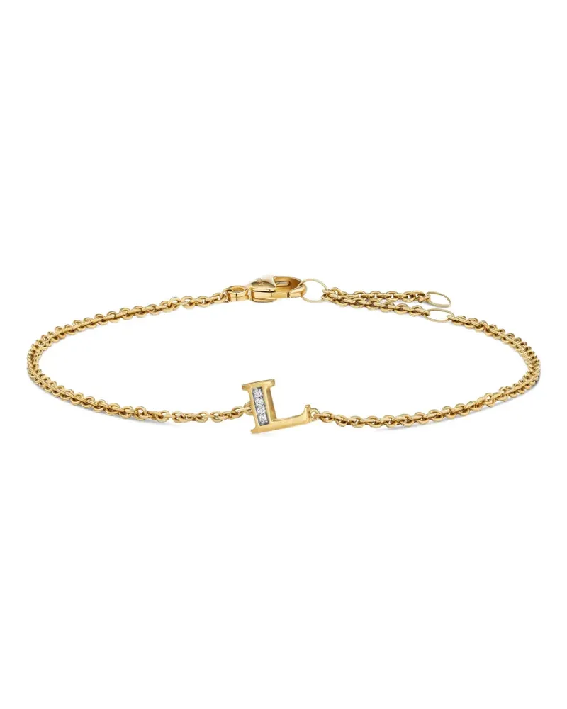 David Yurman 18kt Petite Pavé Initial Gelbgoldarmband mit Diamant Gold