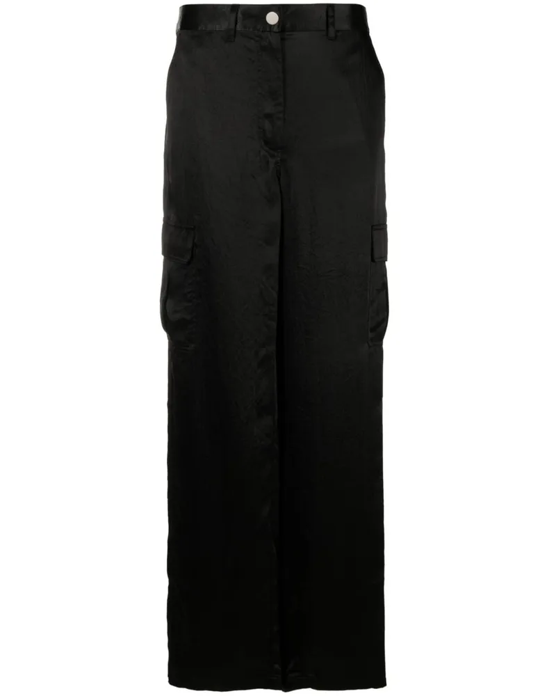 Theory Weite Hose aus Satin - Schwarz Schwarz