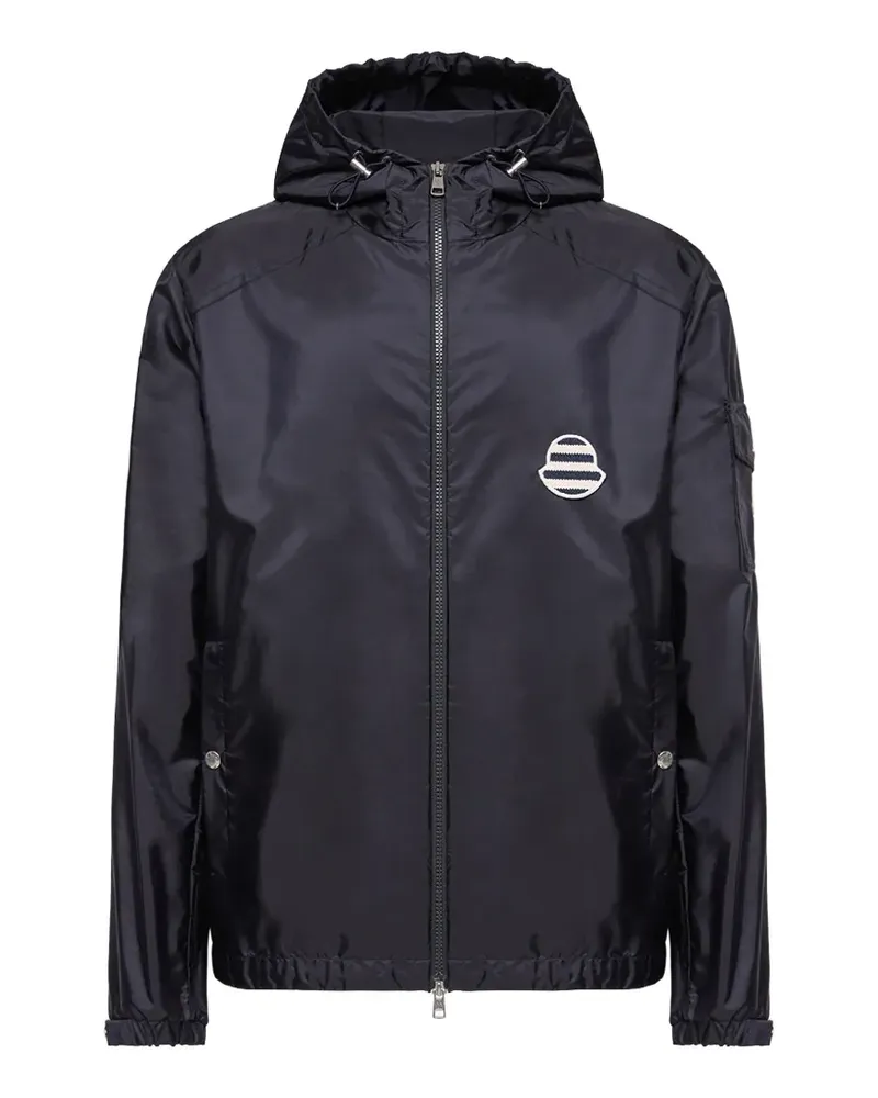 Moncler logo-patch hooded jacket - Blau Blau