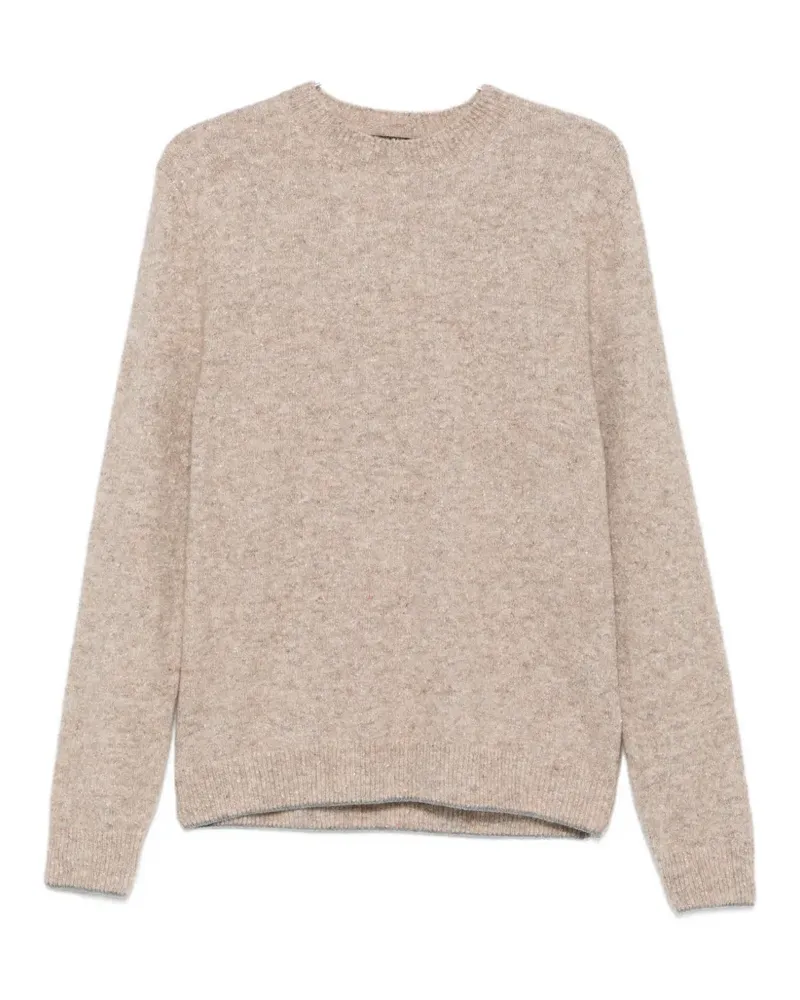 Dondup logo-plaque crew-neck sweater - Nude Nude