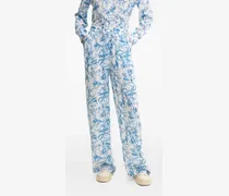Hose mit Blatt-Print - Blau
