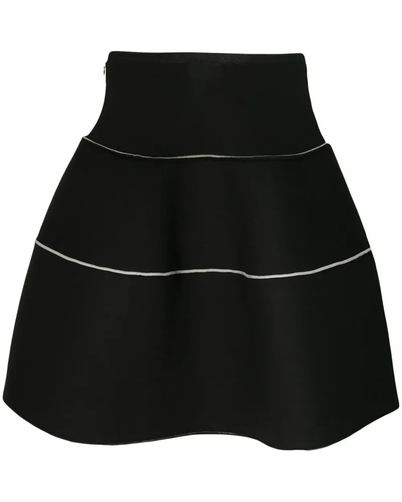 Melitta Baumeister A-Linien-Rock mit Kontrastnähten - Schwarz Schwarz