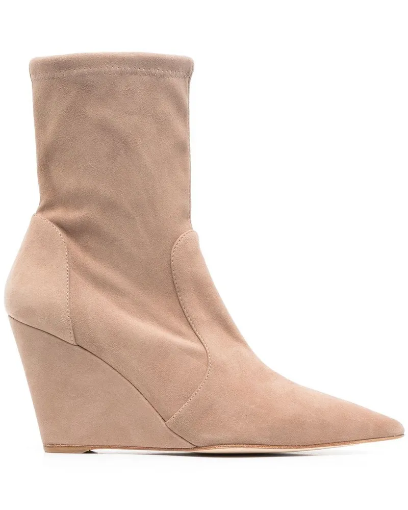 Stuart Weitzman Stiefeletten mit verdecktem Keilabsatz 160mm - Nude Nude