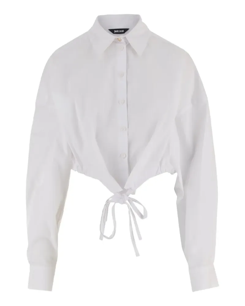 Just Cavalli Gebundenes Cropped-T-Shirt - Weiß Weiß