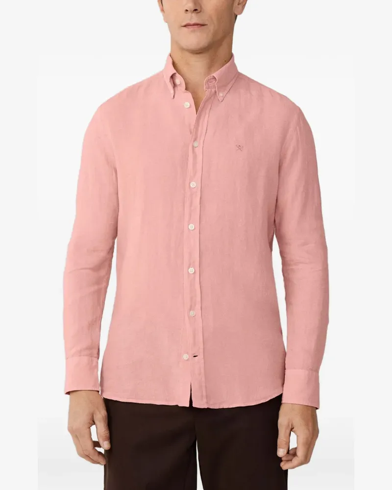 Hackett Brompton Leinenhemd mit Knopfleiste - Rosa Rosa