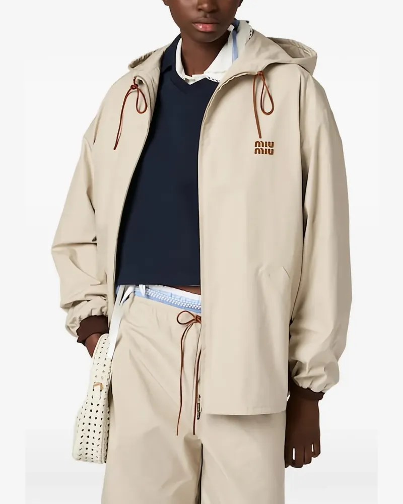 Miu Miu single-breasted panama cotton caban jacket - Nude Nude