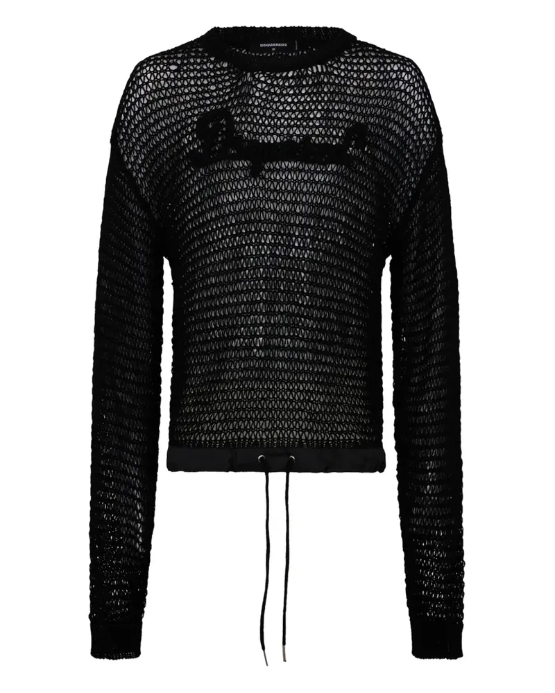 Dsquared2 Lochstrick-Pullover mit Logo-Stickerei - Schwarz Schwarz