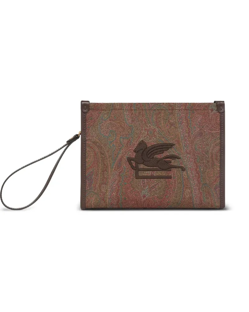 Etro Arnica Clutch mit Pegaso-Stickerei - Braun Braun