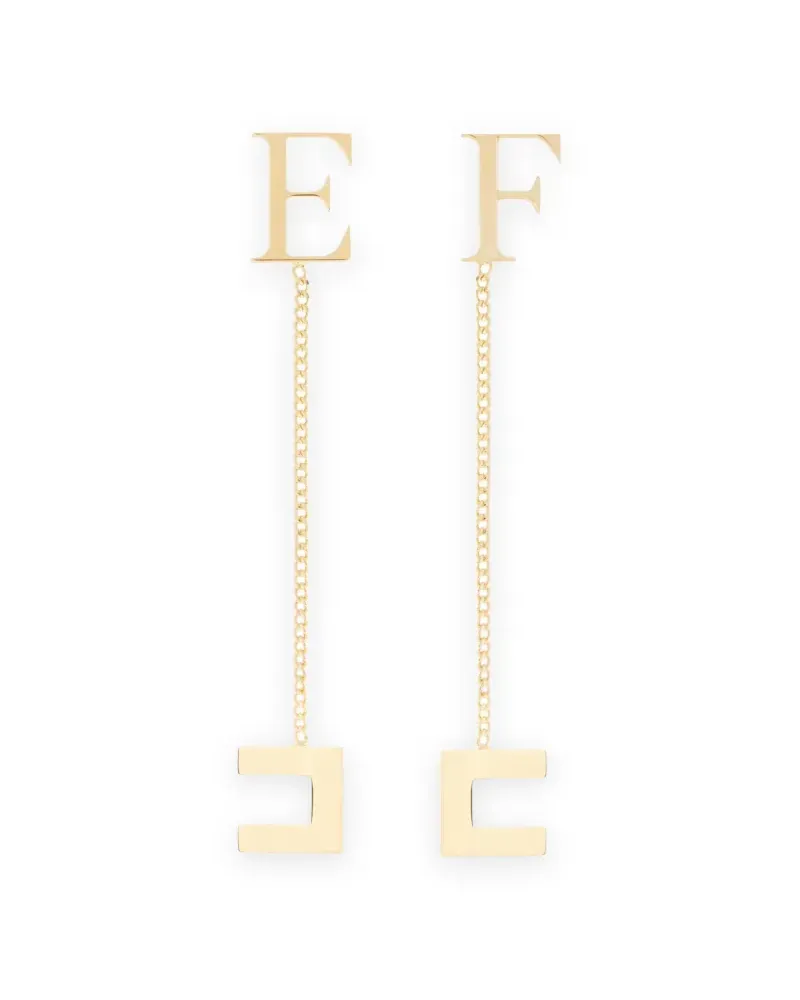 Elisabetta Franchi Ohrringe mit Logo - Gold Gold