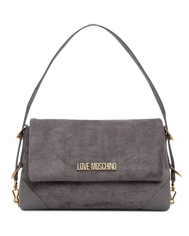 Moschino logo-plaque foldover tote bag - Grau Grau