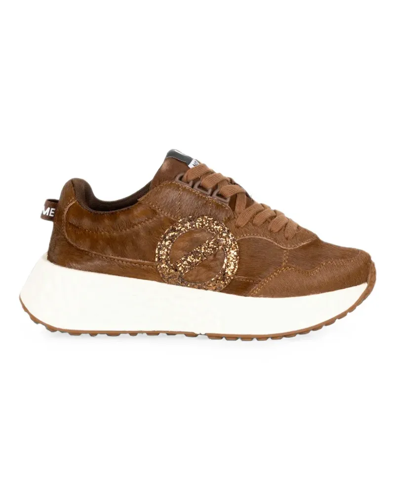No Name Carter Sneakers aus Kalbshaar mit Glitter-Logo - Braun Braun