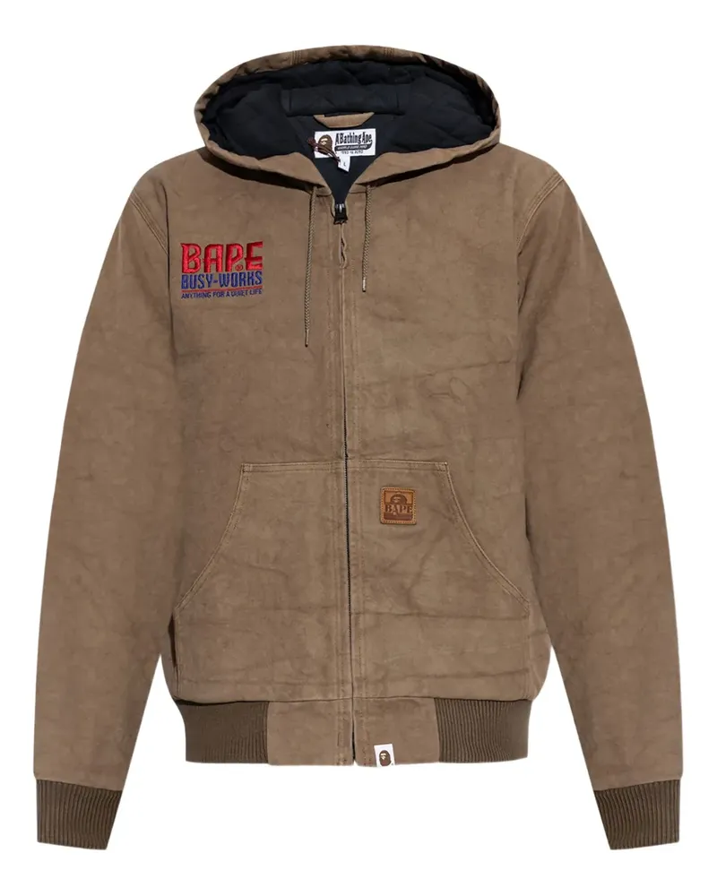 BAPE Kapuzenjacke mit Logo-Stickerei - Braun Braun