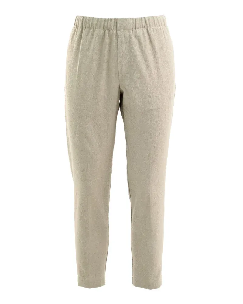 CRUNA elasticated-waist textured trousers - Grau Grau