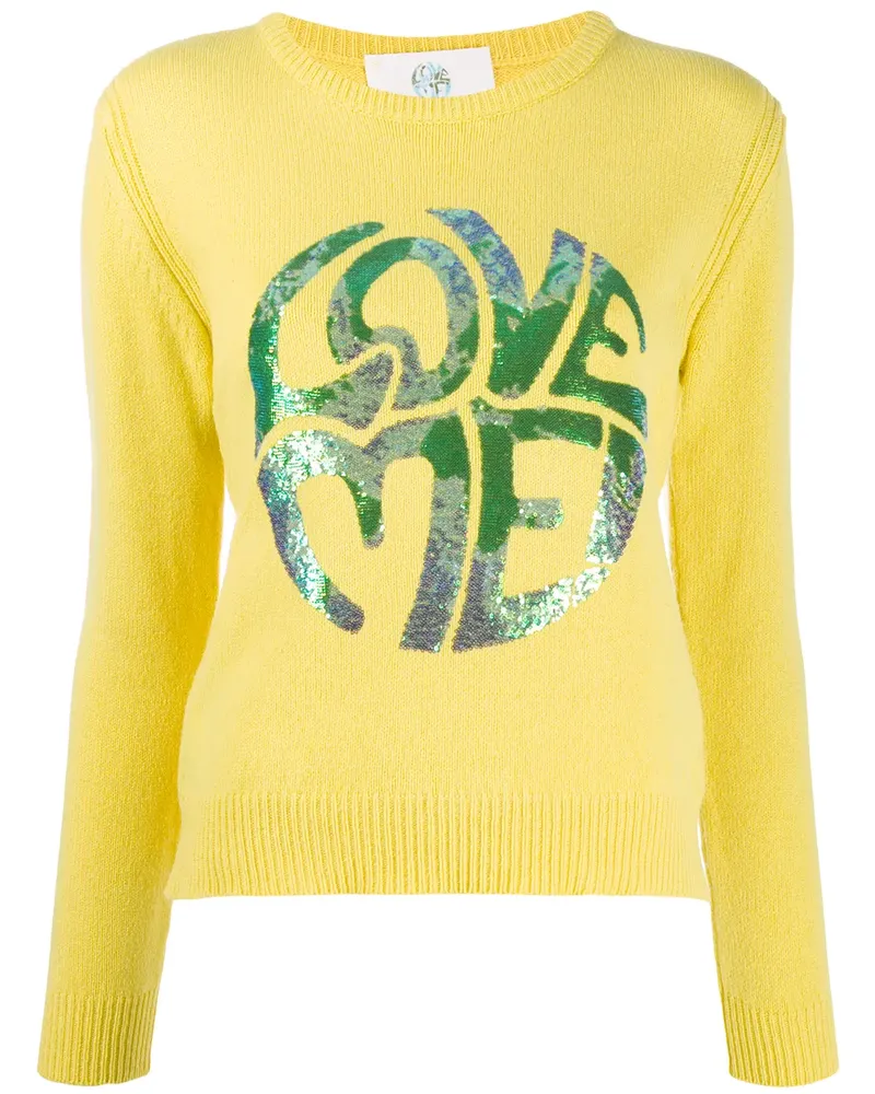 Alberta Ferretti Pullover mit Pailletten-Logo - Gelb Gelb