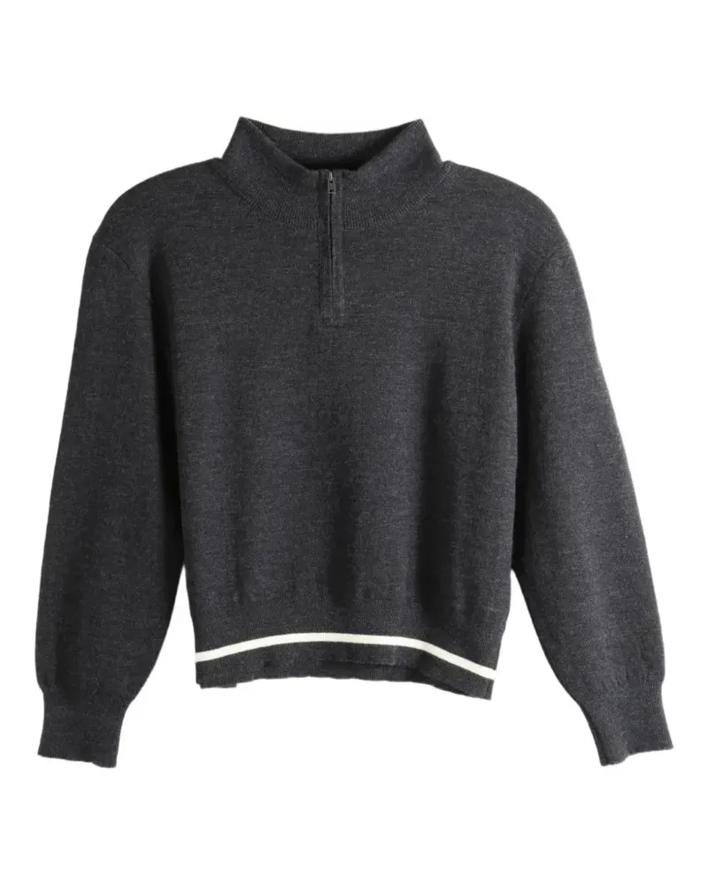 Margaret Howell half-zip stripe-detail sweater - Schwarz Schwarz