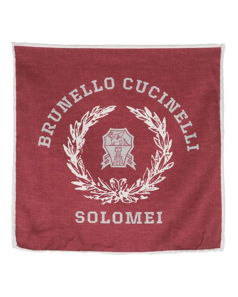 Brunello Cucinelli Seidenschal mit Logo-Print - Rot Rot