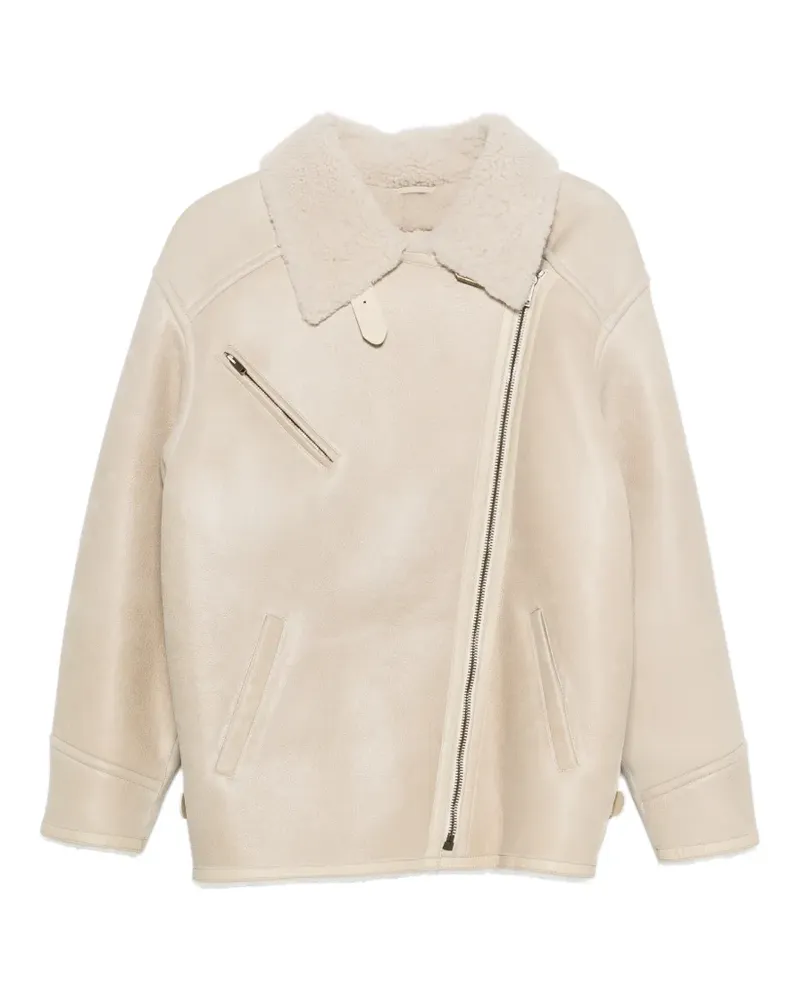 Isabel Marant Adelina shearling zip jacket - Nude Nude
