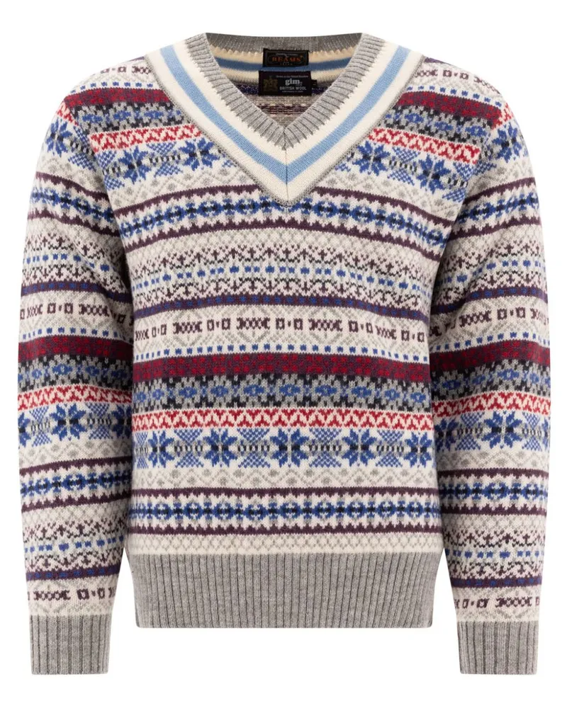 Beams Plus Pullover mit Intarsienmuster - Grau Grau