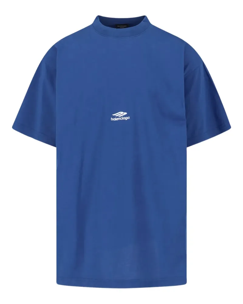 Balenciaga T-Shirt mit Logo-Print - Blau Blau