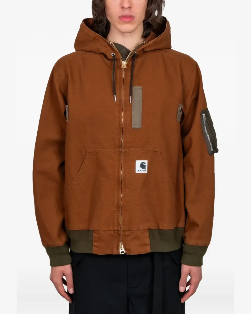 Sacai x Carhartt WIP Washed Duck hooded jacket - Braun Braun