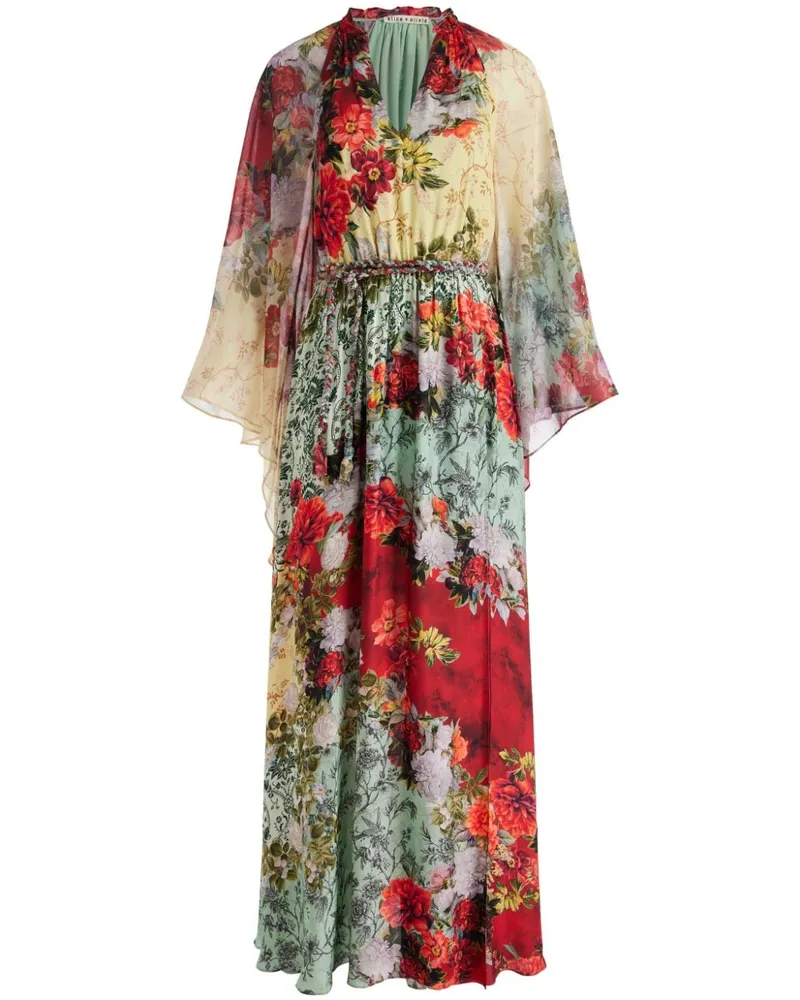 Alice + Olivia Malinda Maxikleid mit Blumen-Print Rot