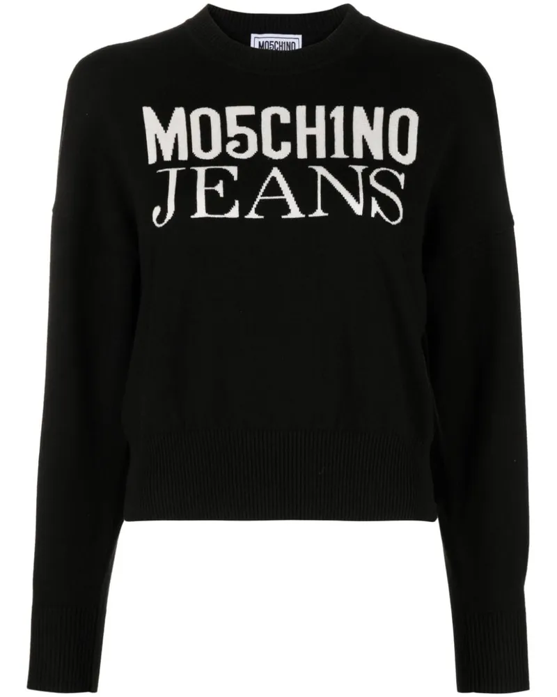Moschino Pullover aus Logo-Jacquard Schwarz