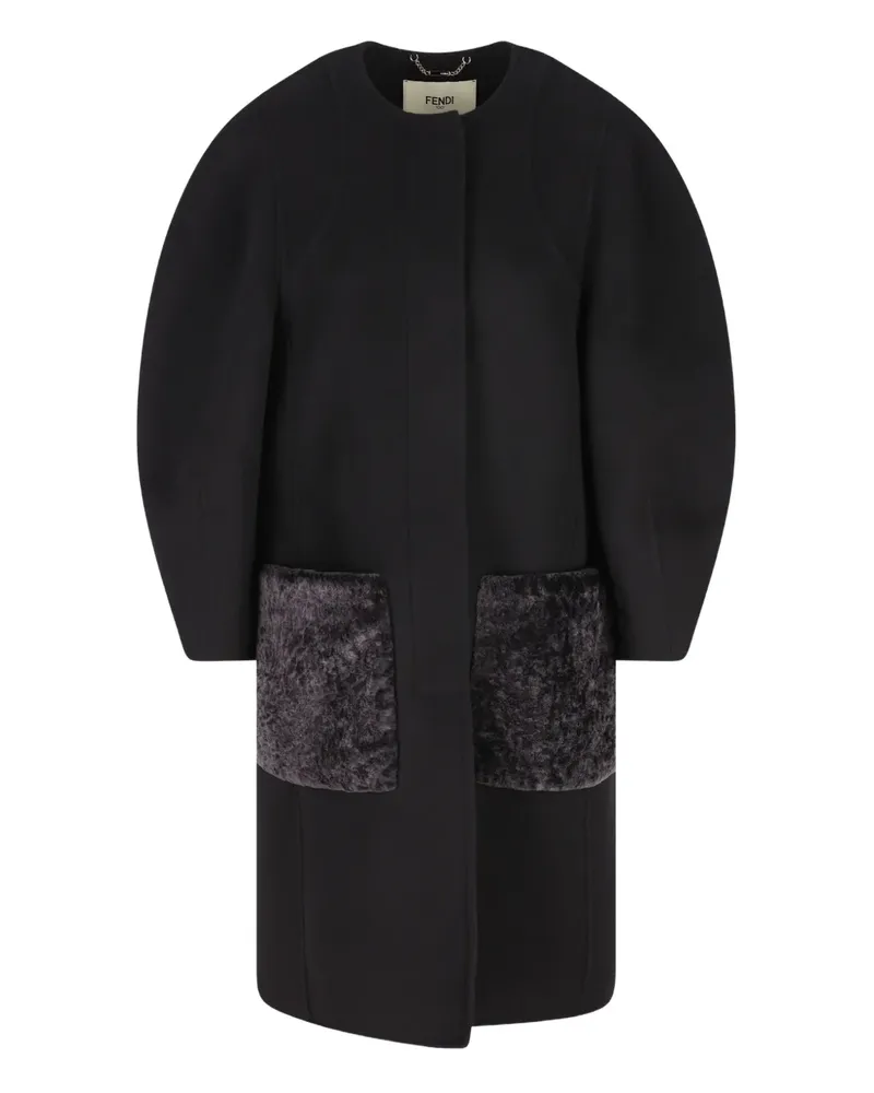 Fendi Mantel aus Samt mit Puffärmeln - Schwarz Schwarz
