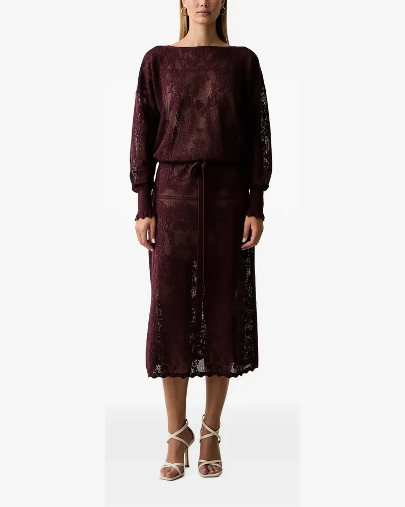 Twin-Set lace-knit drawstring midi dress - Violett Violett