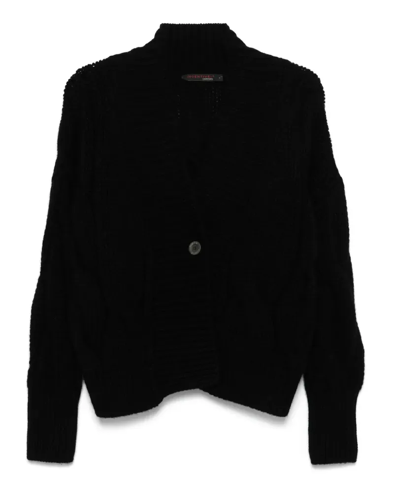 INCENTIVE! cashmere Cardigan mit Zopfmuster - Schwarz Schwarz
