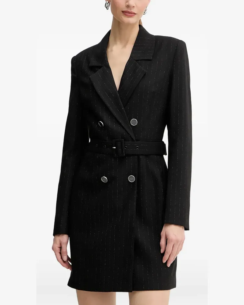 Guess pinstriped belted mini dress - Schwarz Schwarz