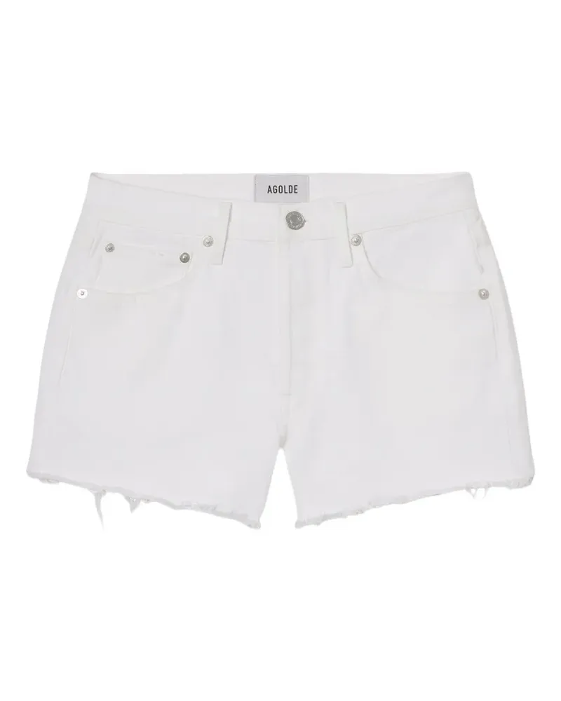 AGOLDE Parker frayed-hem denim shorts - Weiß Weiß