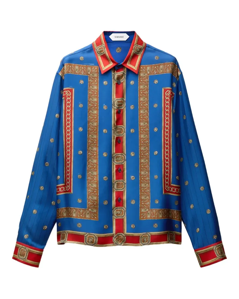 Versace printed silk twill regular shirt - Blau Blau