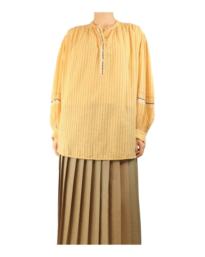Ulla Johnson striped balloon-sleeve cotton blouse - Gelb Gelb