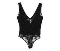 Spitzentop mit V-Ausschnitt - Schwarz