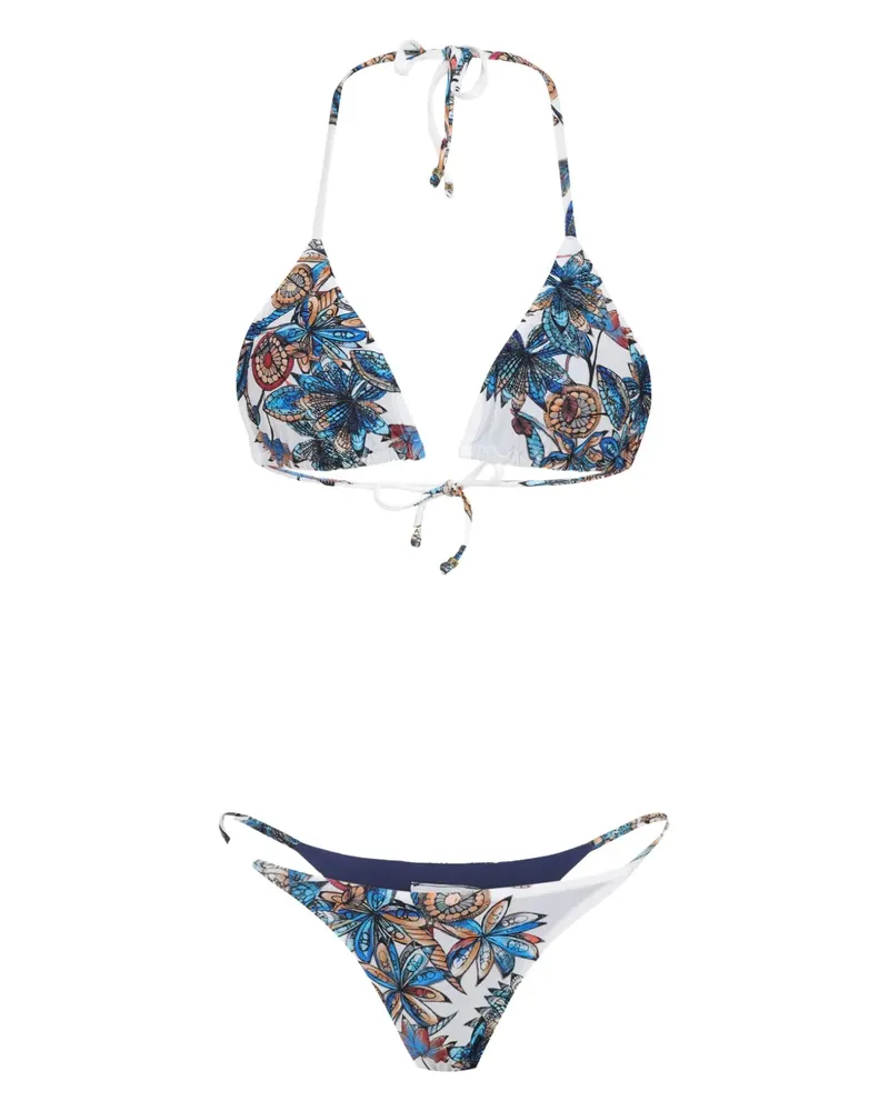 Amir Slama Bikini mit Blumen-Print - Weiß Weiß