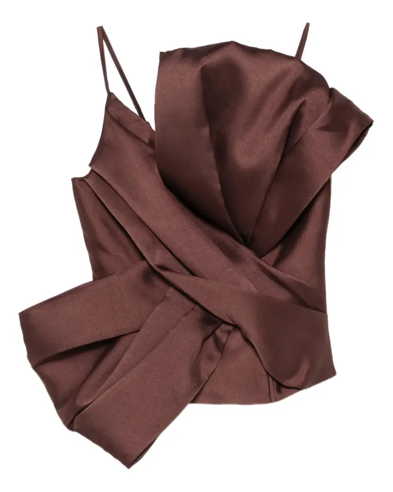 Marques ' Almeida bow satin top - Braun Braun