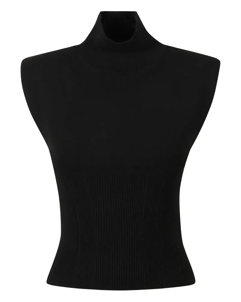 Dondup ribbed turtleneck top - Schwarz Schwarz