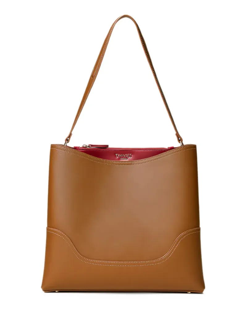 Twin-Set Beuteltasche mit Saffiano-Effekt - Braun Braun