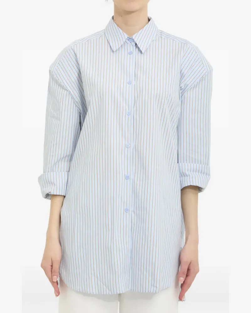 FRANKIE Shop striped padded-shoulder shirt - Blau Blau
