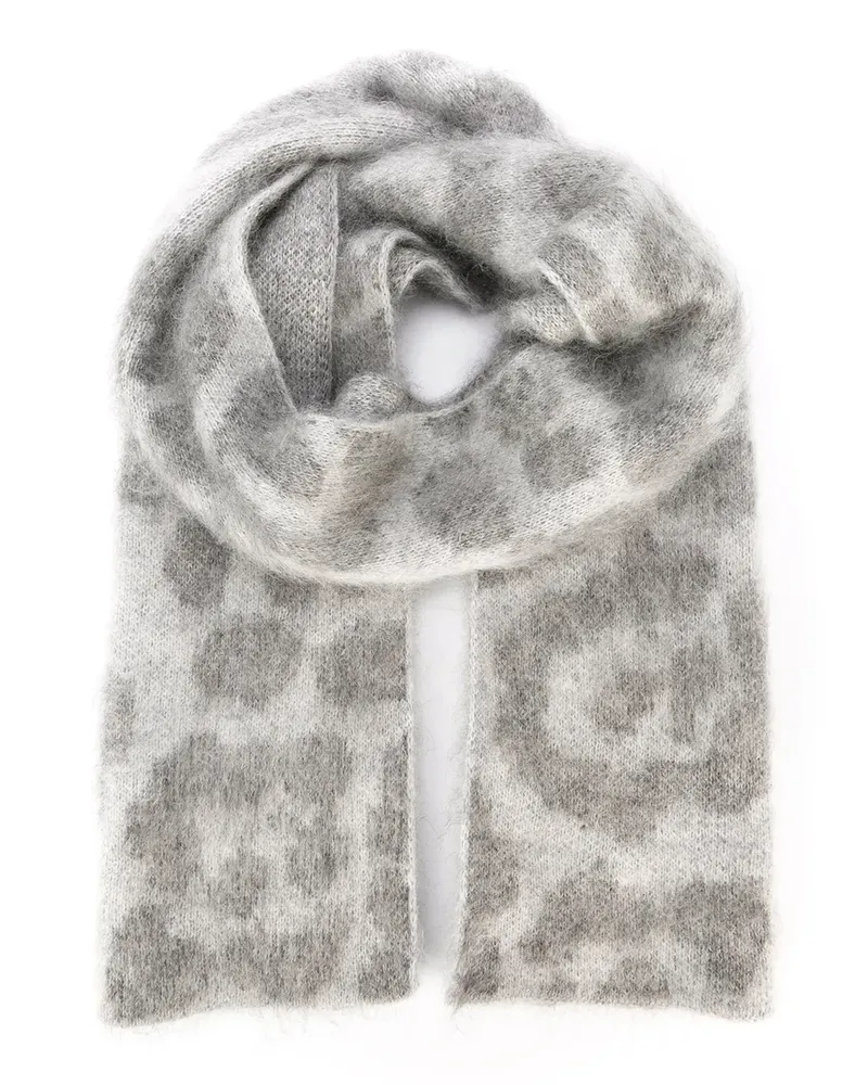 Stella McCartney Intarsien-Schal mit Leoparden-Muster - Grau Grau