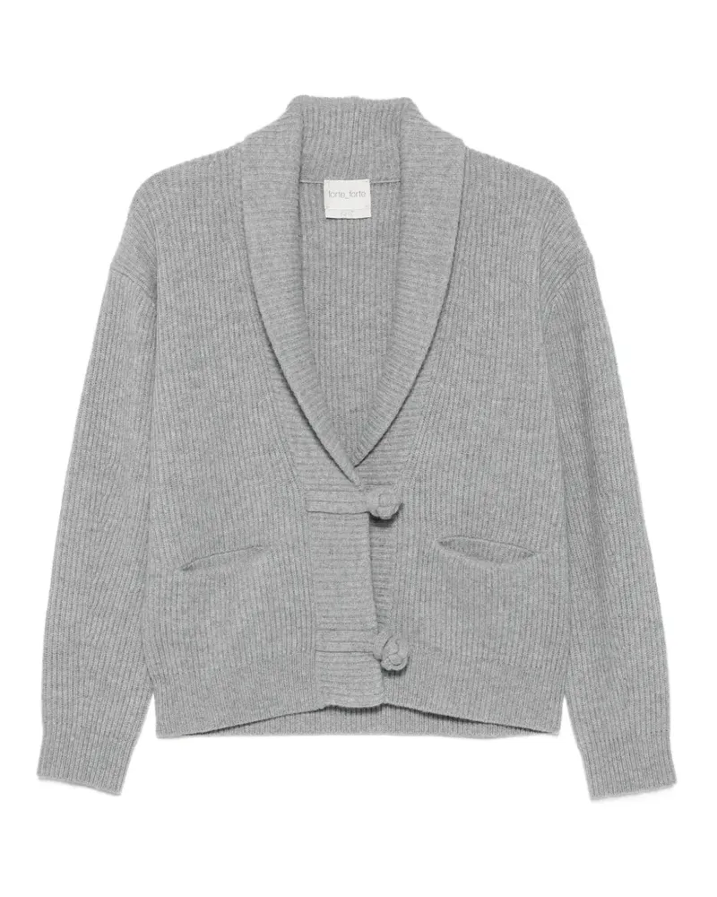 forte_forte Gerippter Cardigan mit Schalkragen - Gold Gold