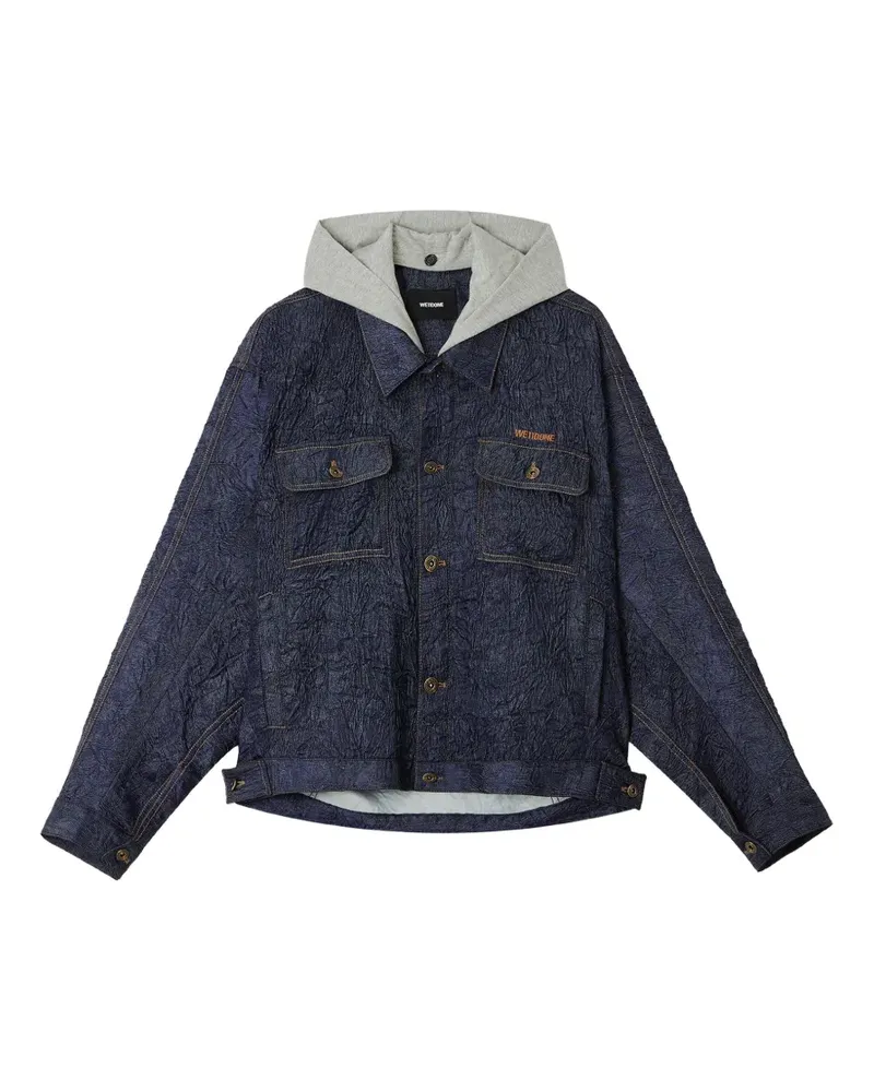 WE 11 DONE Kapuzenjacke mit Knitteroptik - Blau Blau