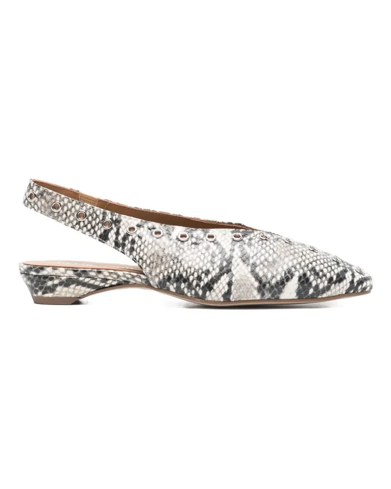 Pedro Miralles snake-effect eyelet-embellished ballet flats - Weiß Weiß