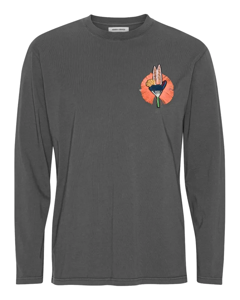 Henrik Vibskov Langarmshirt mit abstraktem Print - Grau Grau